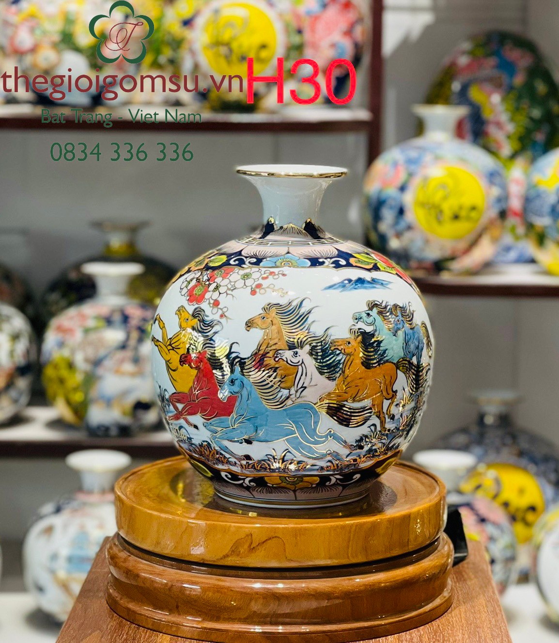 Bình hút Tài Lộc Nhị Cảnh " Thuận Buồm Xuôi Gió - Mã Đáo Thành Công " vẽ vàng kim