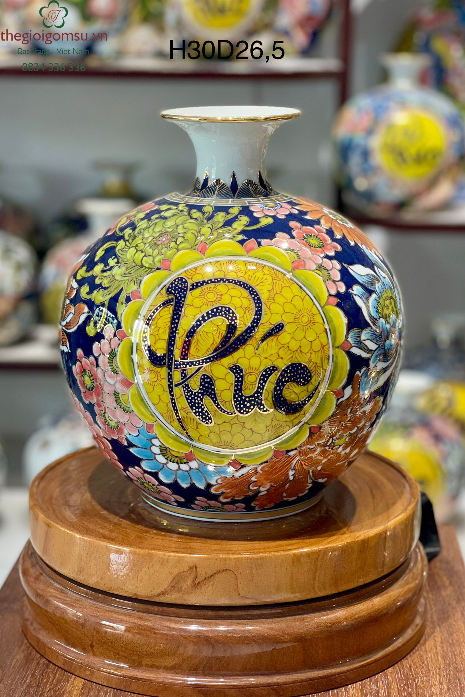 Bình hút Tài Lộc " Chữ Phúc" vẽ vàng kim