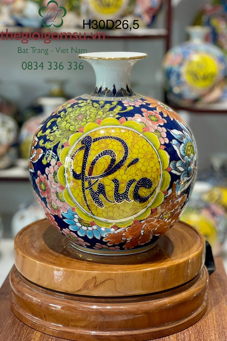 Bình hút Tài Lộc " Chữ Phúc" vẽ vàng kim