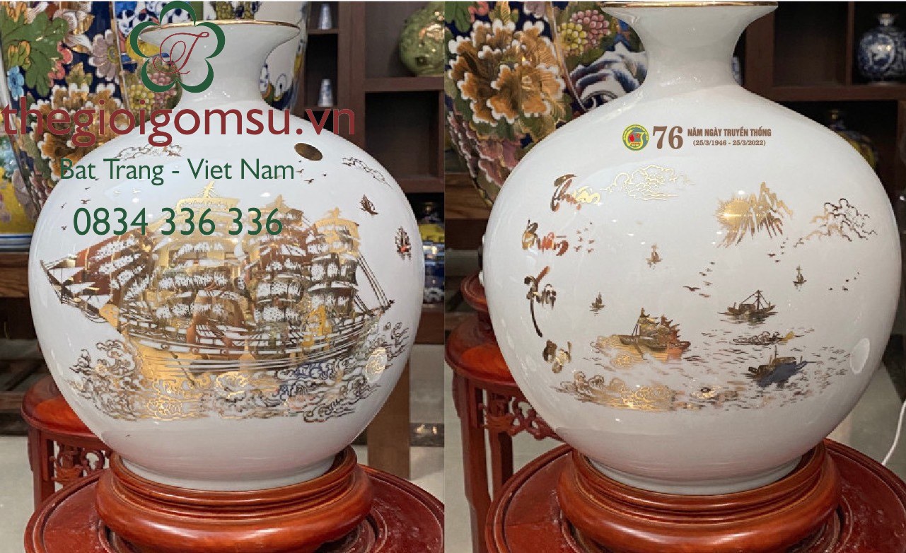 Bình hút Tài Lộc Thuận Buồm Xuôi Gió inlgo nền trắng ngọc