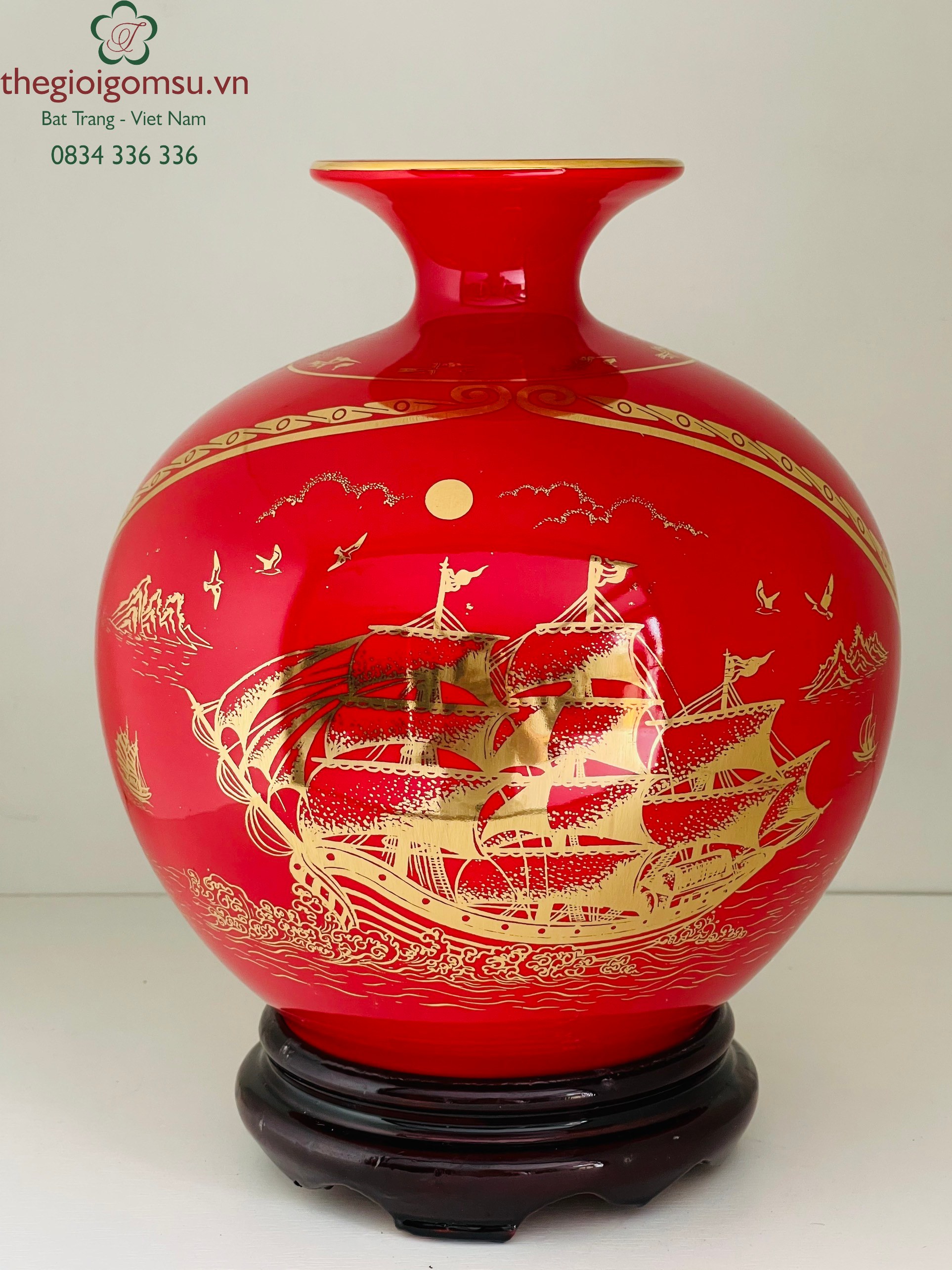 Bình hút Tài Lộc Thuận Buồm Xuôi Gió nền màu huyết dụ in Logo doanh nghiệp