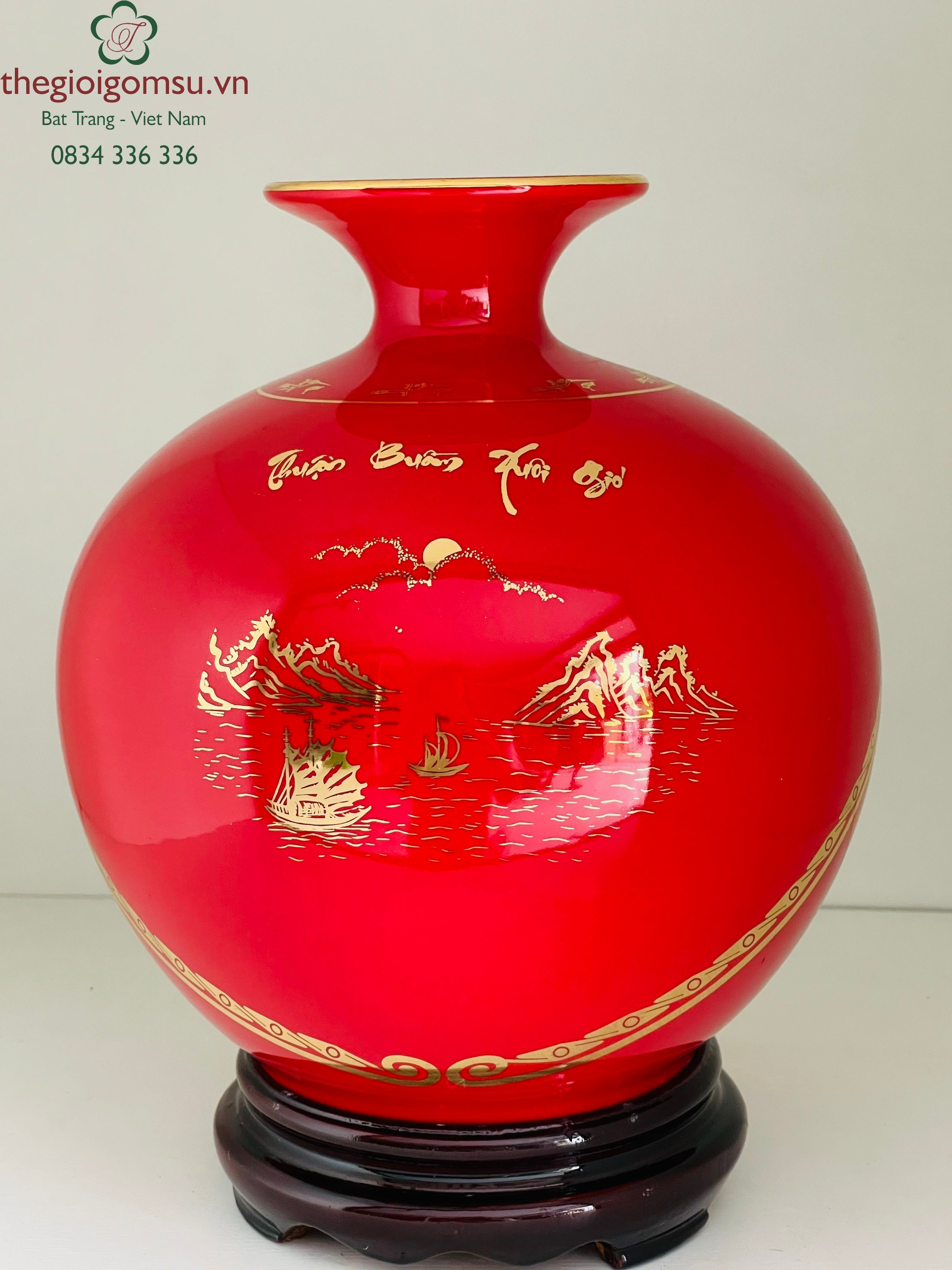 Bình hút Tài Lộc Thuận Buồm Xuôi Gió nền màu huyết dụ in Logo doanh nghiệp