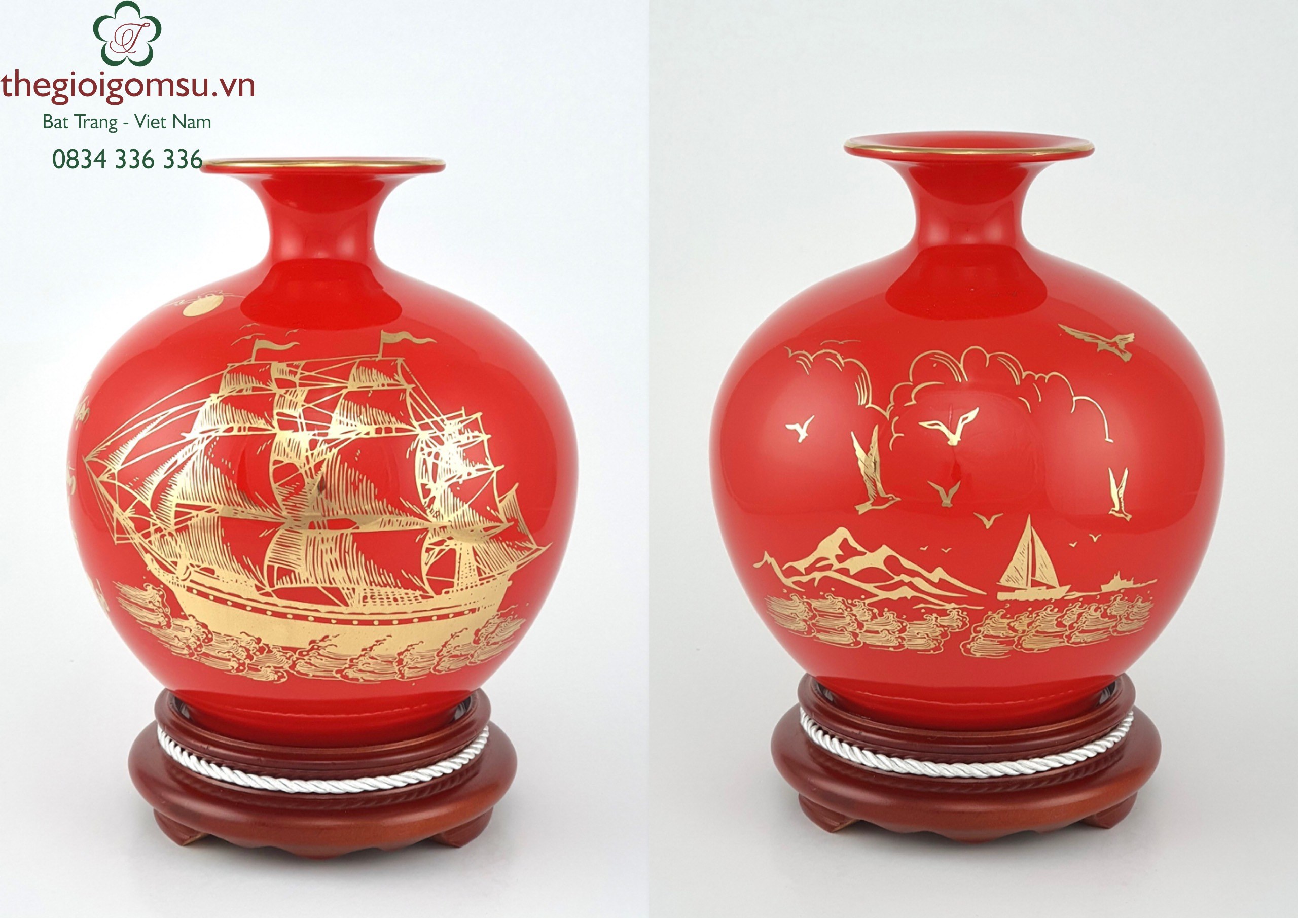 Bình hút Tài Lộc Thuận Buồm Xuôi Gió in logo nền màu huyết dụ