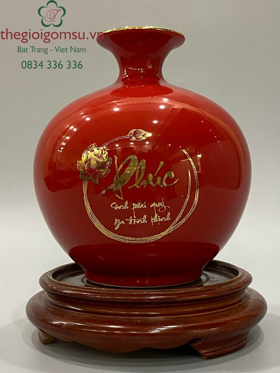 Bình hút Tài Lộc "Cá Chép Hóa Rồng - Phúc sinh phú quý, Gia đình thịnh" nền đỏ đại lợi