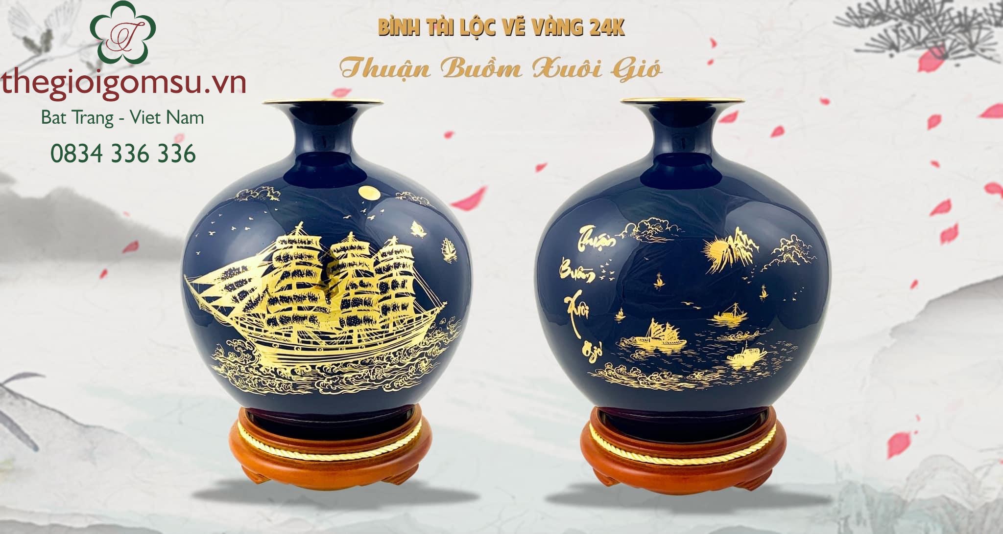 Bình hút Tài Lộc Thuận Buồm Xuôi Gió inlgo nền màu đại thanh