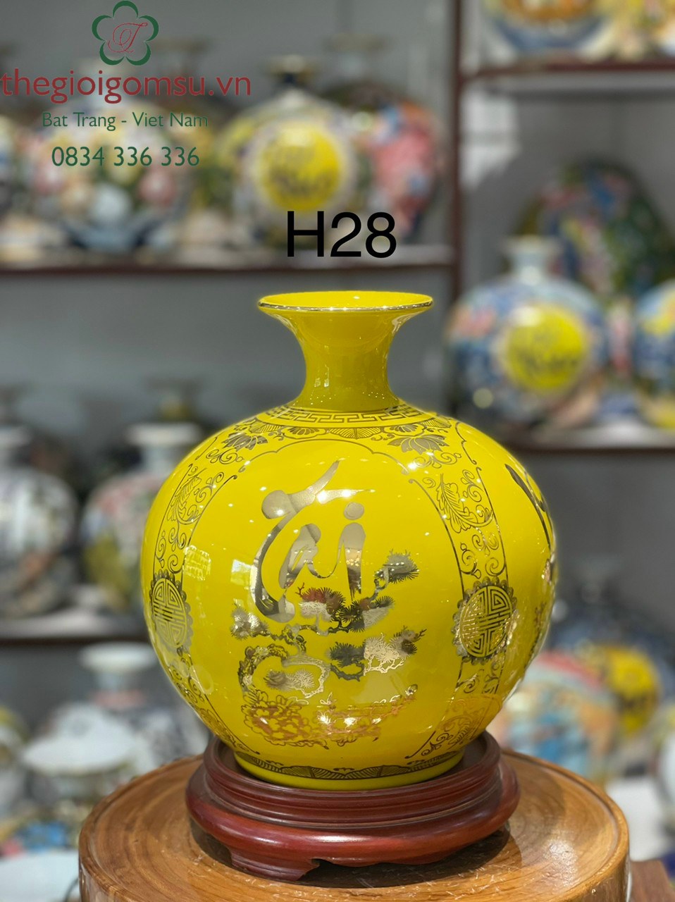 Bình hút Tài Lộc " Phúc - Đức - Tài - Lộc "nền vàng đại cát