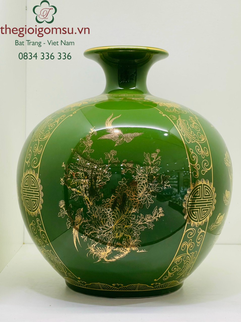 Bình hút Tài Lộc Tứ Cảnh nền xanh diệp lục bảo