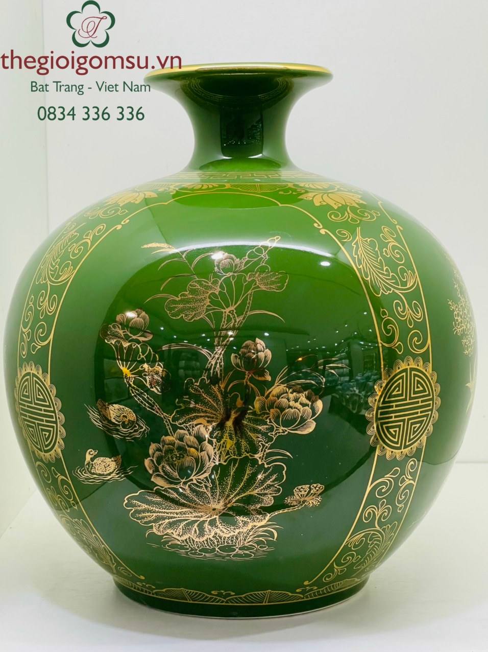 Bình hút Tài Lộc Tứ Cảnh nền xanh diệp lục bảo