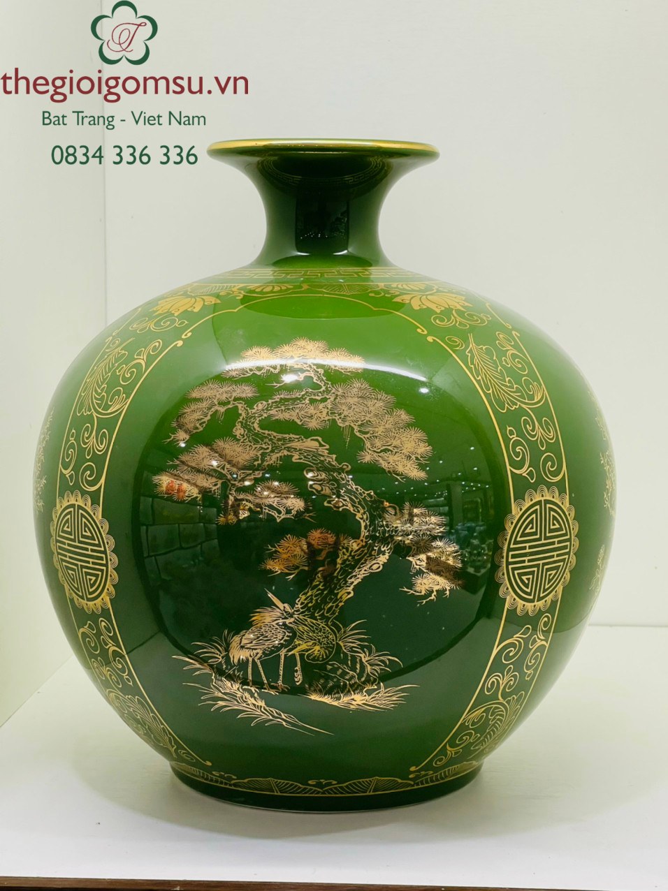 Bình hút Tài Lộc Tứ Cảnh nền xanh diệp lục bảo