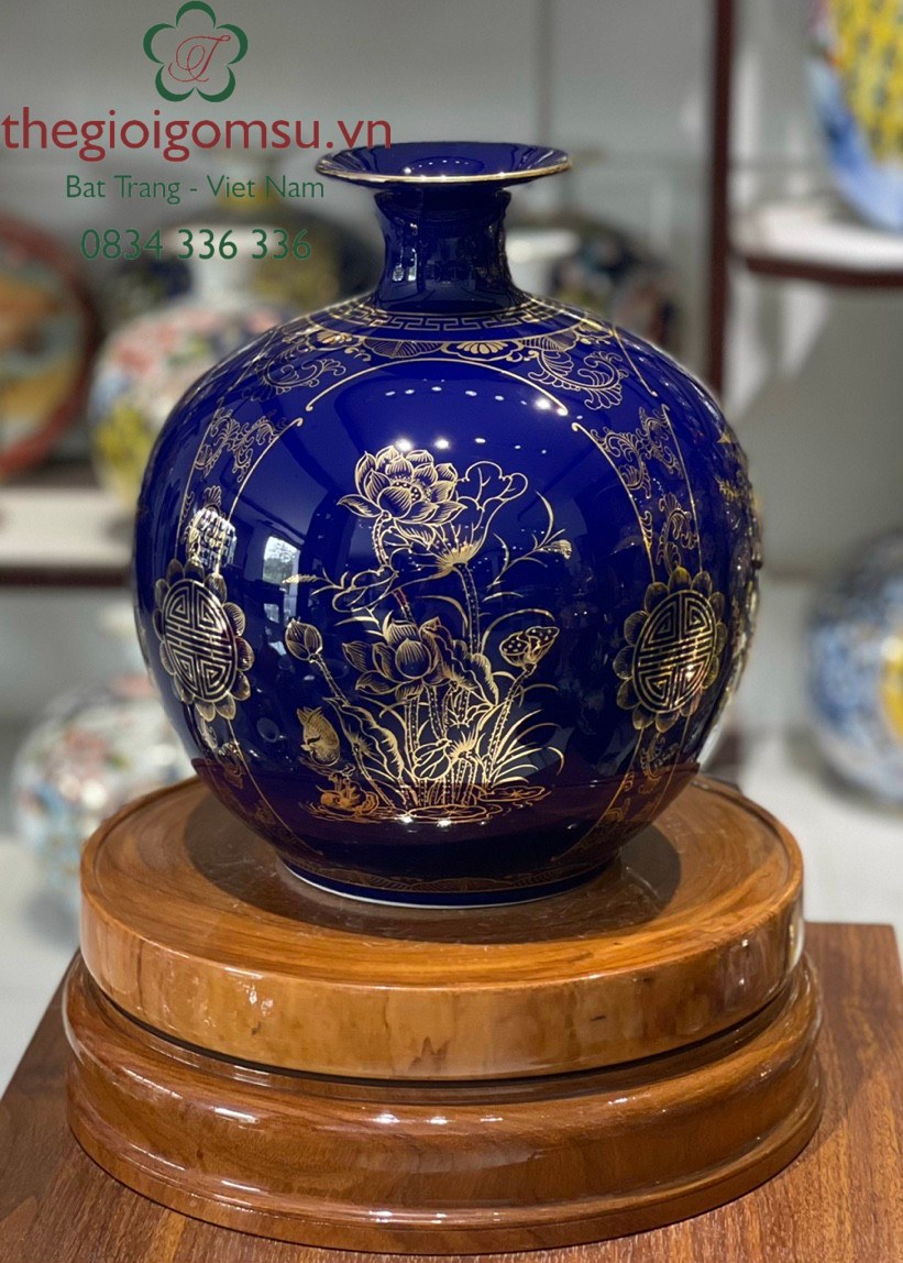 Bình hút Tài Lộc Tứ Cảnh "Tùng - Cúc - Trúc - Mai" nền màu đại thanh