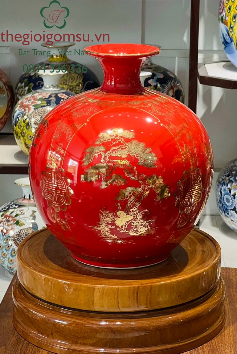 Bình hút Tài Lộc Tứ Cảnh " Xuân - Hạ - Thu - Đông " nền màu huyết dụ