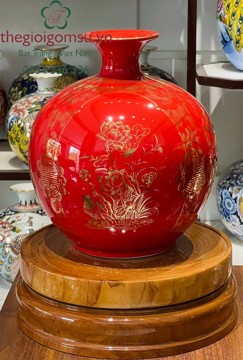 Bình hút Tài Lộc Tứ Cảnh " Xuân - Hạ - Thu - Đông " nền màu huyết dụ