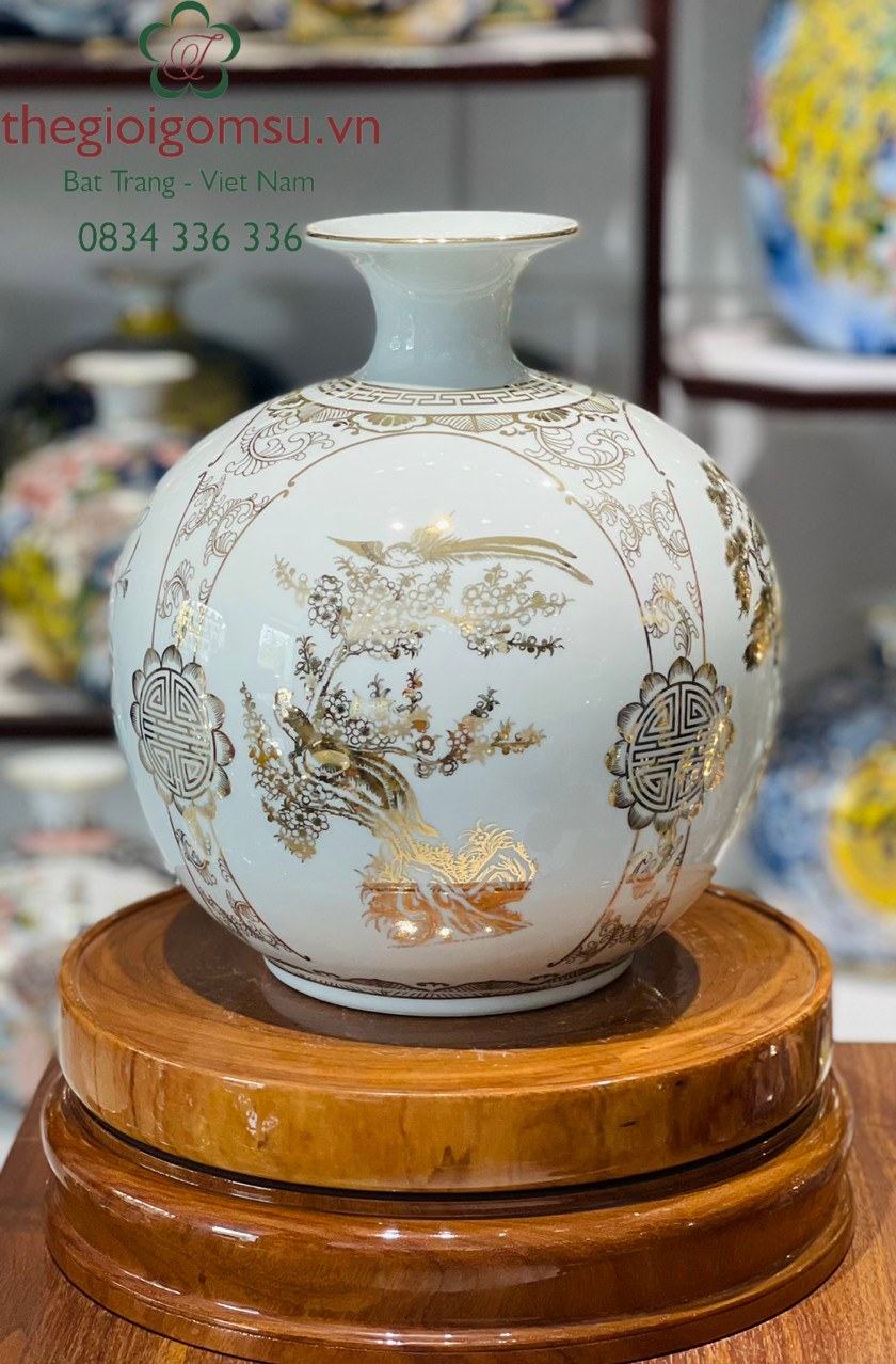 Bình hút Tài Lộc Tứ Cảnh 'Xuân - Hạ - Thu - Đông" nền trắng ngọc