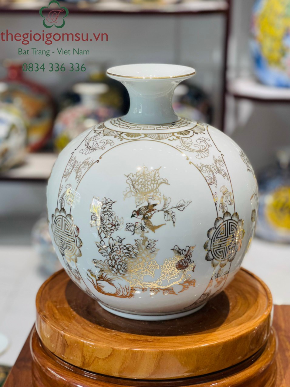Bình hút Tài Lộc Tứ Cảnh 'Xuân - Hạ - Thu - Đông" nền trắng ngọc