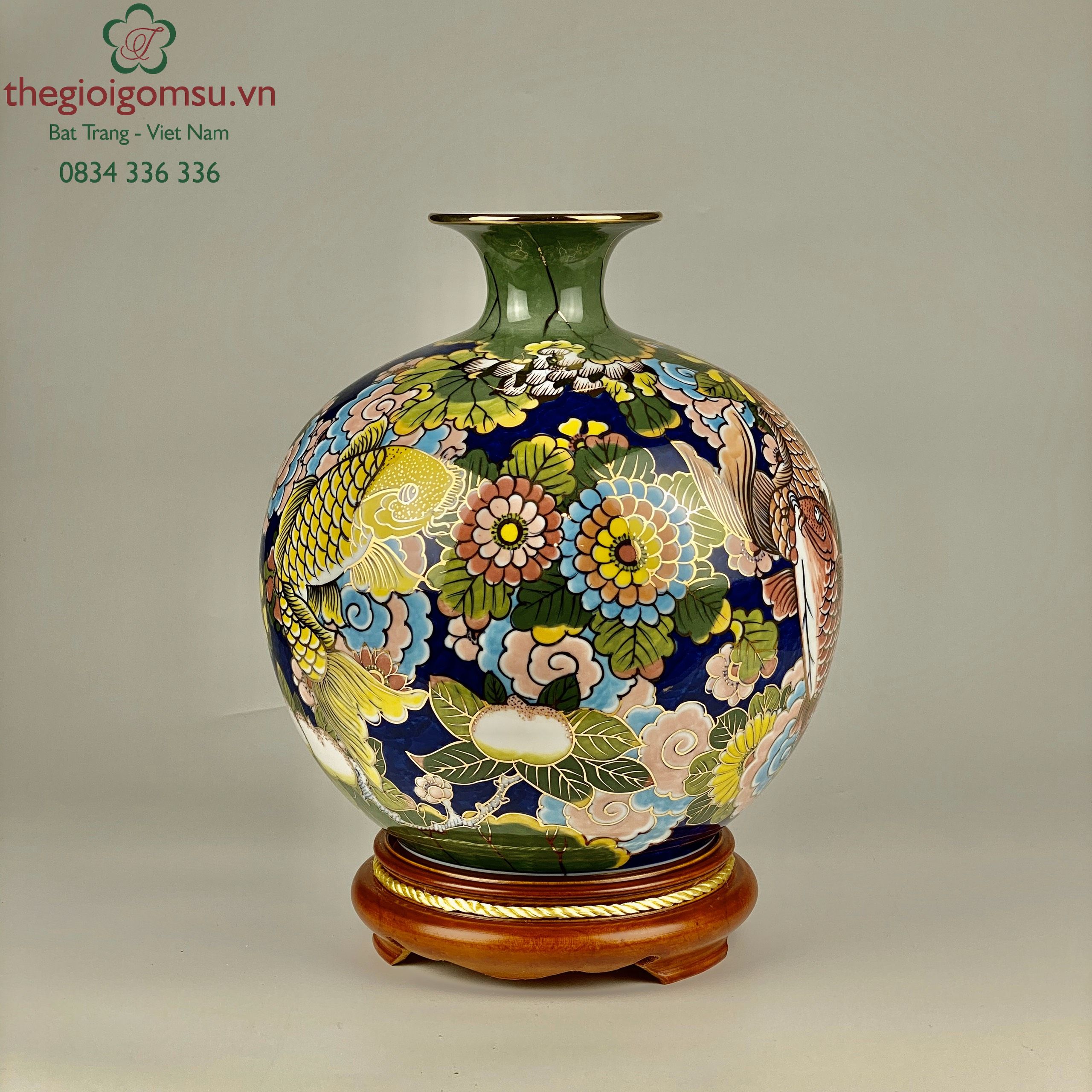 Bình hút tài lộc chữ vạn, sự, như, ý nền màu cá chép màu vẽ vàng