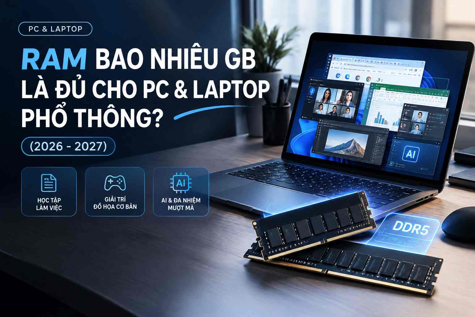 RAM Bao Nhiêu GB Là Đủ Cho PC & Laptop Phổ Thông (2026 - 2027)?