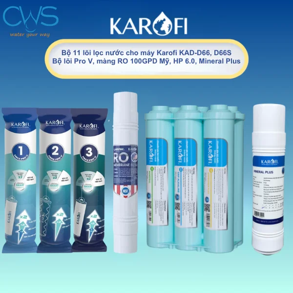 Bộ 11 Lõi Karofi KAD-D66, D66S Thay Thế Cho Máy Lọc Nước Karofi KAD-D66, KAD-D66S