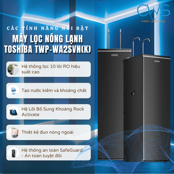 Các tính năng trên máy lọc nóng lạnh Toshiba TWP-WA3SVN(K)