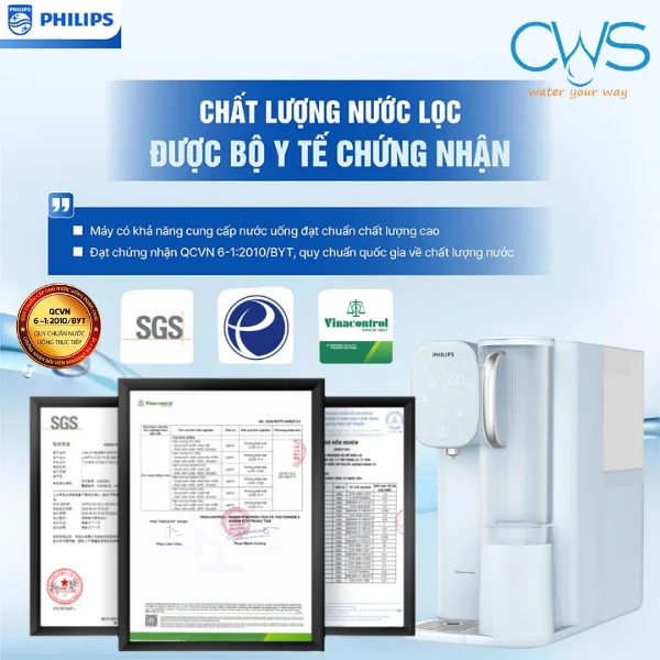 Các Chứng Nhận Chất Lượng Và Tiêu Chuẩn Sức Khỏe Của Máy Lọc Nóng Lạnh Philips ADD6912