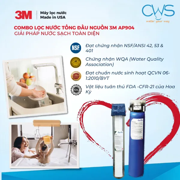 Các Chứng Nhận Và Tiêu Chuẩn Mà Hệ Thống Lọc Tổng 3M Aqua-Pure AP904 Đạt Được