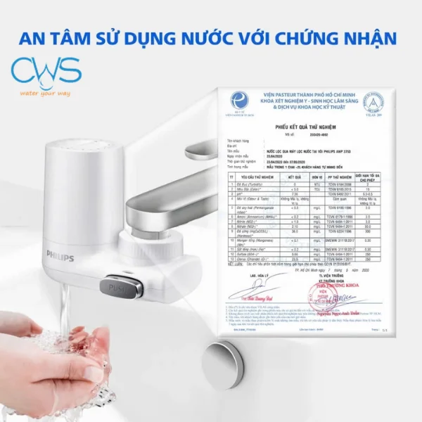 Bộ lọc nước tại vòi Philips AWP3753/98 - Các chứng nhận về các chất lượng sức khoẻ