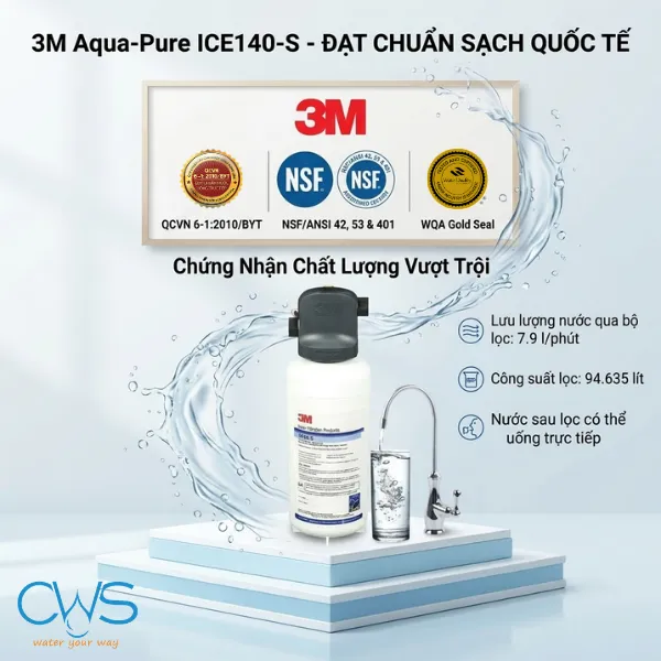 Chất Lượng Máy Lọc Nước 3M Aqua-Pure ICE140-S Đạt Chuẩn NSF Và Nước Đầu Ra Đạt Chuẩn QCVN