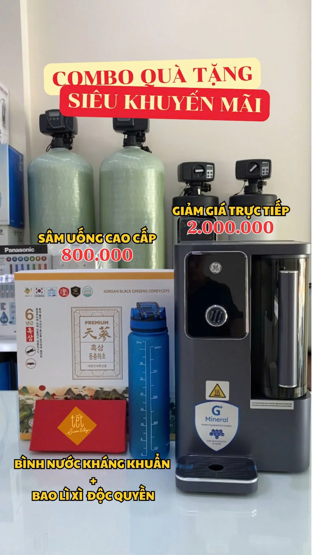 Combo quà tặng khi mua máy lọc nước GE CTD50 tại CWS