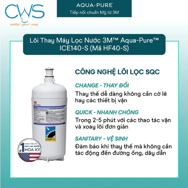 Công nghệ SQC thay lõi nhanh trên lõi lọc nước 3M Aqua-Pure HF40-S
