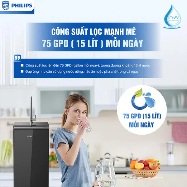 Công Suất Lọc Mạnh Mẽ Lên Đến 15L/giờ