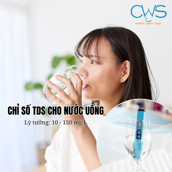 Đối với nước uống hằng ngày (Lý tưởng: 10 - 150 mg/L)