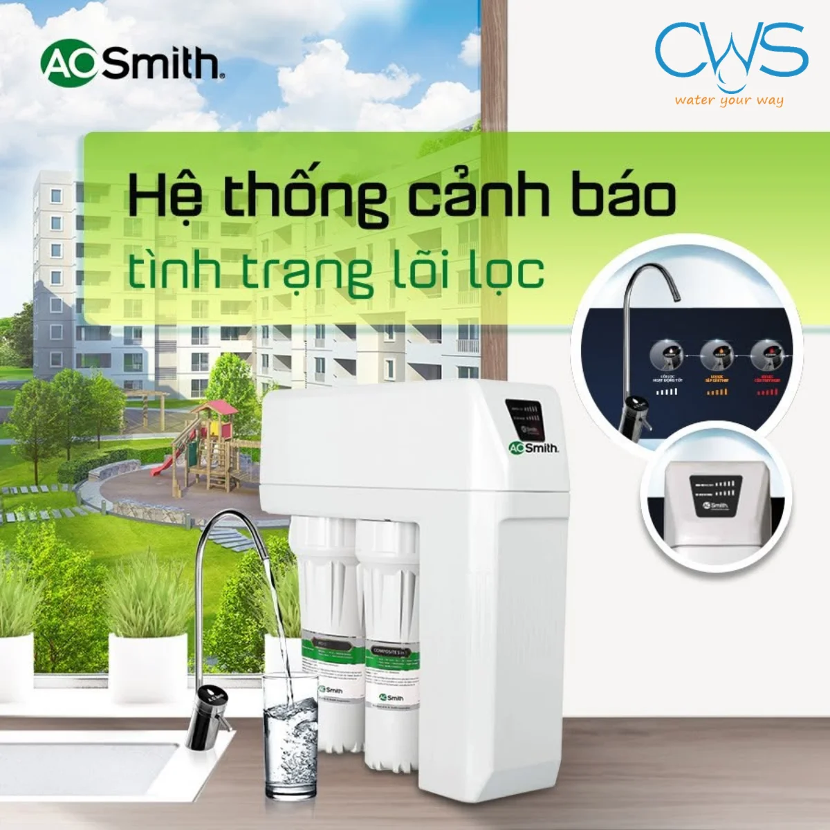 EMS 2.0 Giám Sát Tuổi Thọ Lõi Lọc Trên Vòi Điện Tử Và Thân Máy