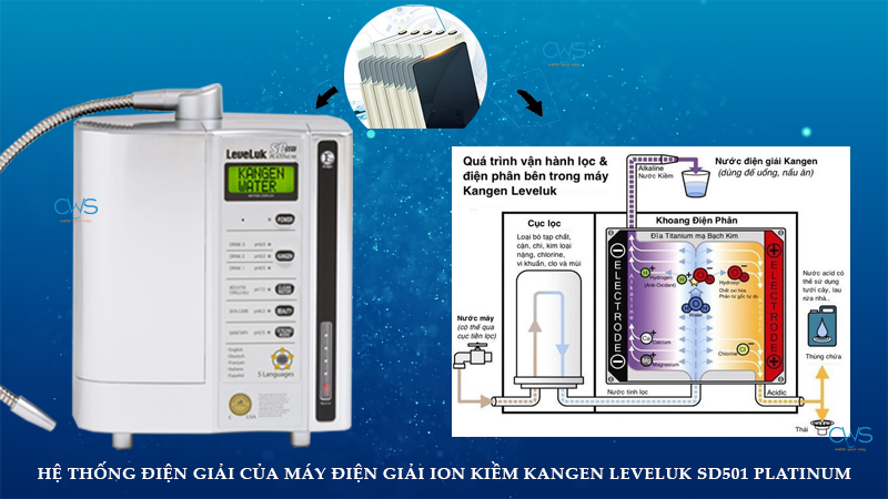 Máy điện giải ion kiềm Kangen Leveluk SD501 Platinum