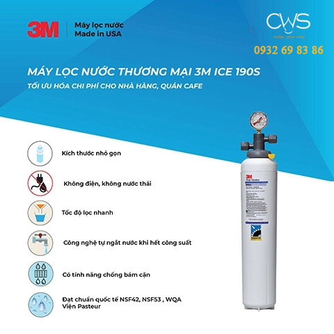 Máy lọc nước thương mại 3M ICE190s dành cho quán cafe, nhà hàng