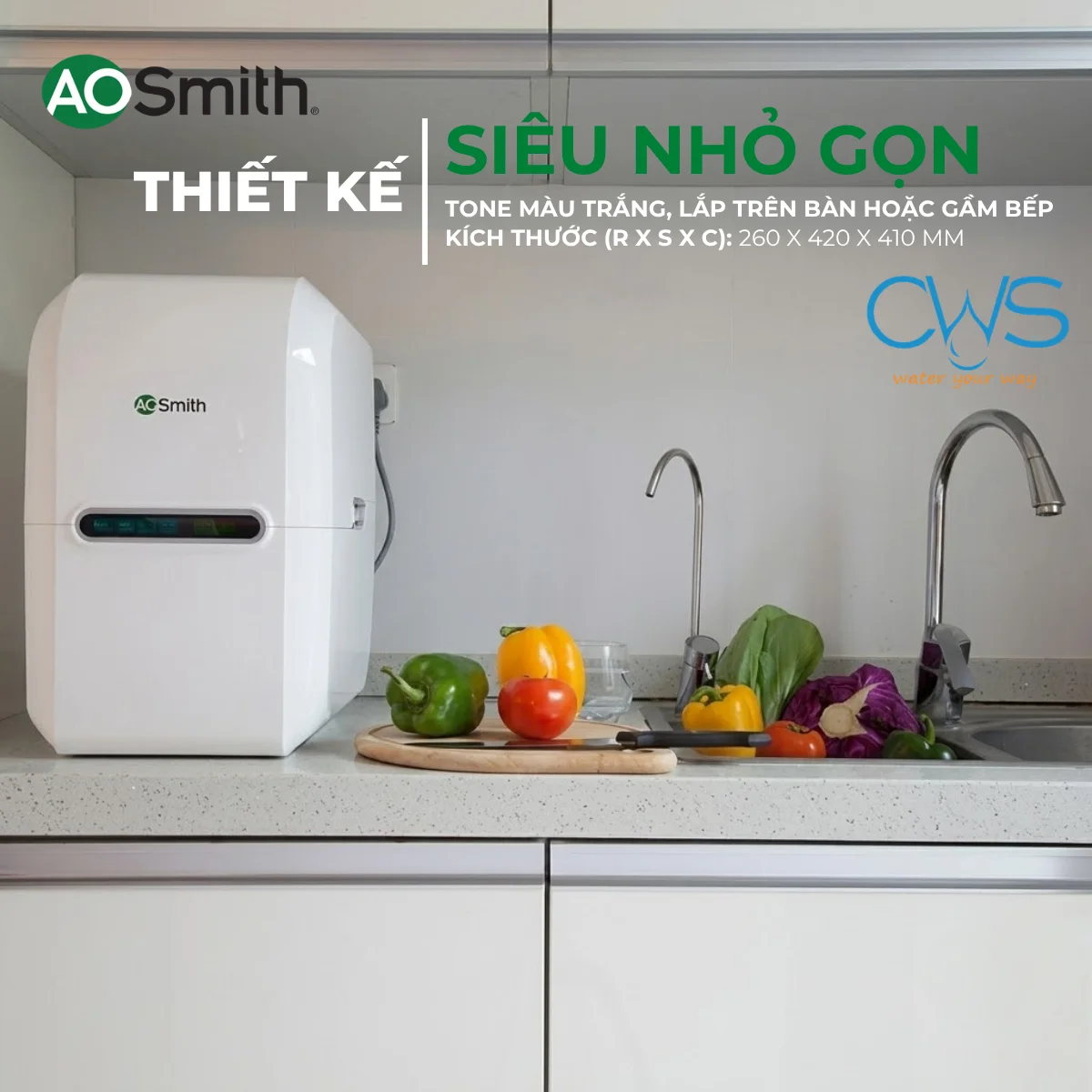 Kích Thước 260 x 410 x 420 mm - Lắp Đặt Gọn Gàng Trong Tủ Bếp Và Để Bàn