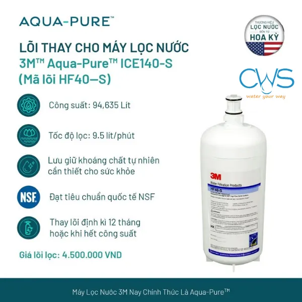 Lõi HF40-S Thay Thế Cho Máy Lọc Nước 3M Aqua-Pure ICE140-S