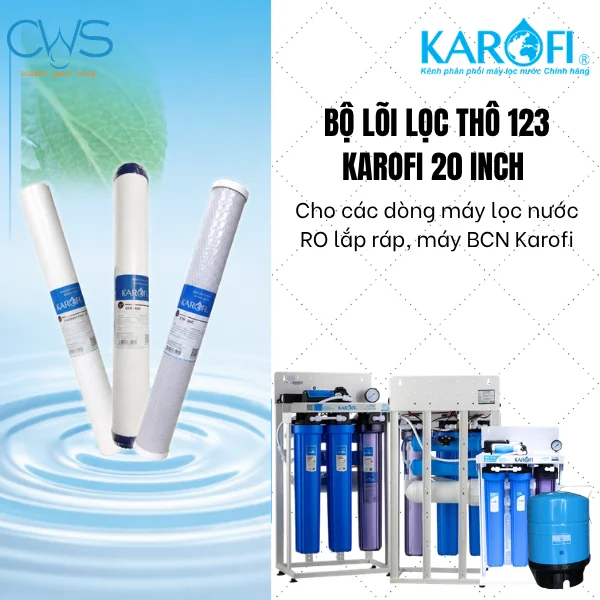 Lõi Lọc Nước 123 Karofi 20 Inch – Giải Pháp Tiền Xử Lý Tối Ưu Cho Hệ Thống RO Và Bán Công Nghiệp Karofi