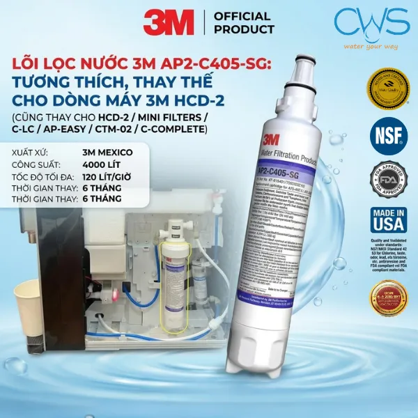 Lõi Lọc Nước 3M Aqua-Pure AP2 C405 SG Chính Hãng, Thay Thế Cho Model 3M Aqua-Pure HCD-2 