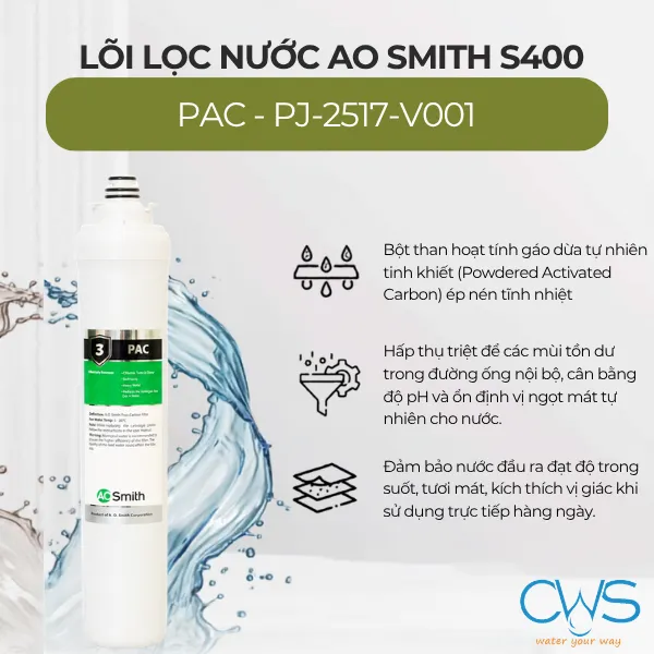Lõi Lọc Nước PAC – Hoàn Thiện Hương Vị Trước Khi Nước Ra Vòi (Mã Lõi: PJ-2517-V001)