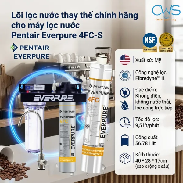 Lõi Lọc Nước Pentair Everpure 4FC-S Thay Thế Cho Máy Lọc Nươc·Thương Mại EverPure 4FC-S