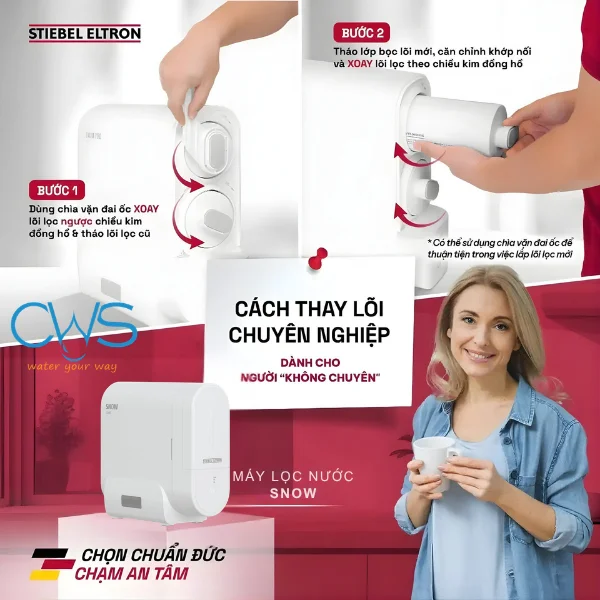 Lõi Lọc Nước Stiebel Eltron SNOW Hướng Dẫn Thay Thế Nhanh Gọn Tại Nhà