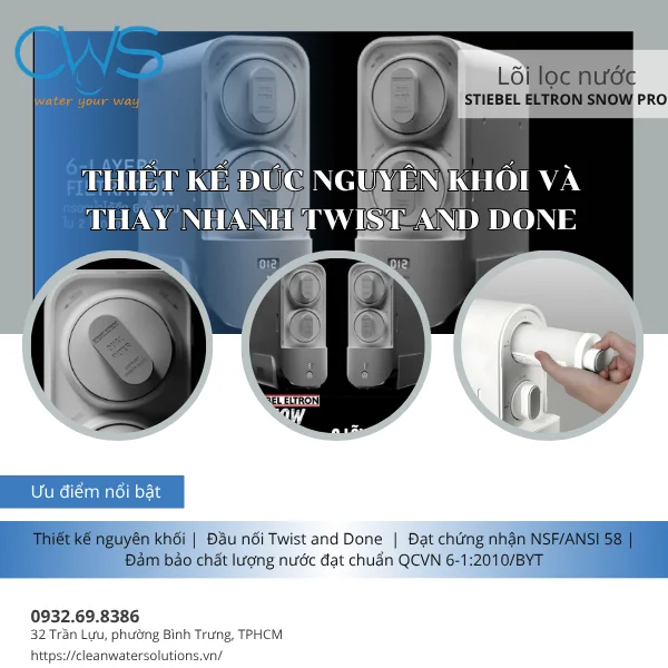 Lõi Lọc Nước Stiebel Eltron SNOW Pro – Thiết Kế Đúc Nguyên Khối Và Thay Nhanh Twist and Done