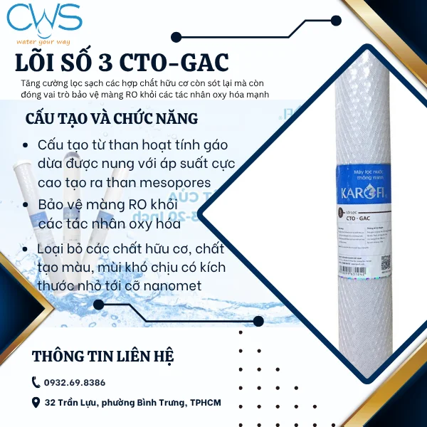 Lõi Lọc Số 3 CTO-GAC – Tăng Cường Lọc Tinh Và Bảo Vệ Màng RO