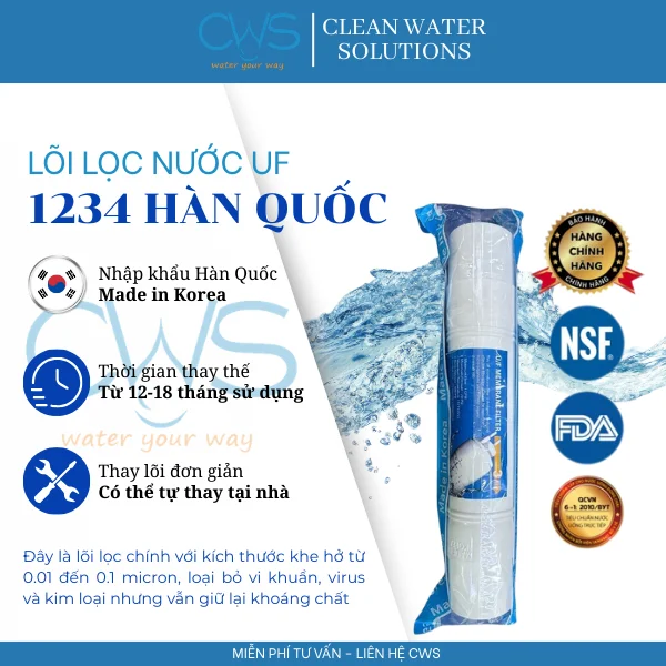 Lõi Lọc UF – Màng Siêu Lọc Giữ Khoáng Tự Nhiên