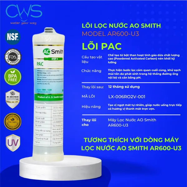 Lõi PAC (Mã Lõi: LX-006RO2V-001) – Hoàn Thiện Hương Vị Nước Uống
