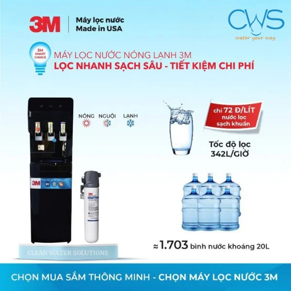 Máy lọc nóng lạnh 3M Aqua-Pure mang đến sự tiện nghi và tiết kiệm chi phí