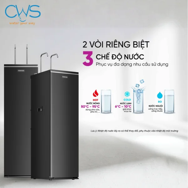 Máy lọc nóng lạnh Toshiba TWP-WA2SVN(K) cung cấp 3 chế độ nước cho mọi nhu cầu