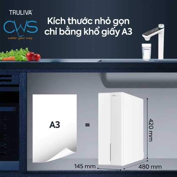 Máy lọc nước Truliva UR61096H tối ưu diện tích căn bếp với kích thước siêu gọn