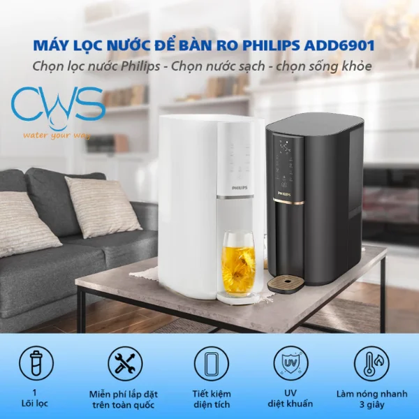 Máy Lọc Nước Philips ADD6901 Để Bàn Cao Cấp – Giải Pháp Nước Sạch Linh Hoạt Cho Mọi Không Gian