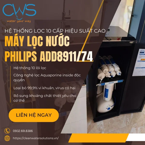 Máy Lọc Nước Philips ADD8911/74 Sở Hữu Hệ Thống Lọc 10 Cấp Hiệu Suất Cao