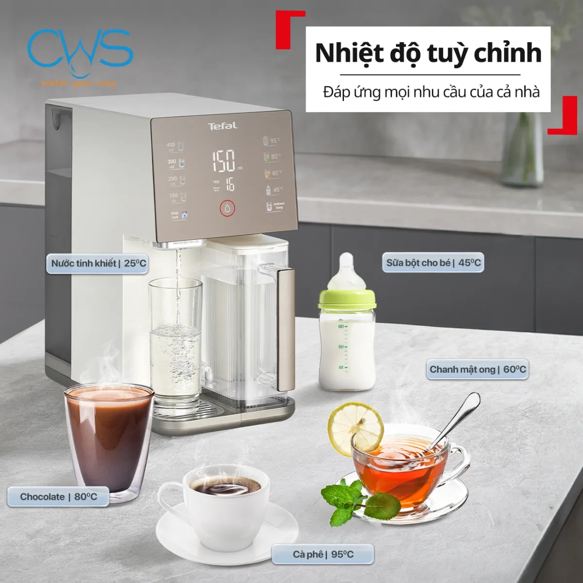 Máy Lọc Nước Tefal BR453AY0 Giúp Việc Pha Chế Đơn Giản Hơn Với 5 Mức Nhiệt Tùy Chỉnh